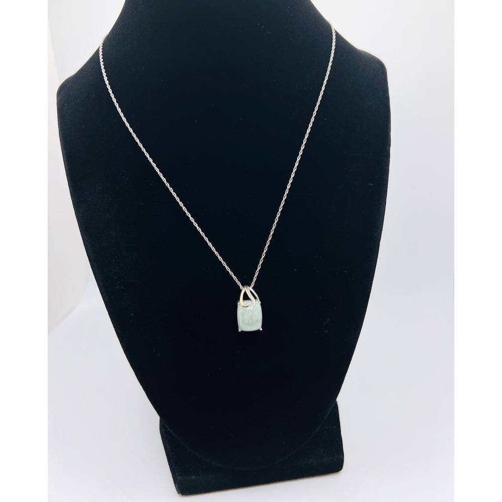 Sterling Silver & 14k Gold Jade Pendant Necklace Pendant 18in